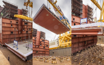 Celebrating the keel laying of Queen Anne.