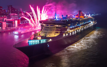 QM2 takes centre stage at the opening of Eurovision Village
