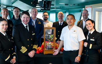The We are Cunard trophy arrives on Queen Mary 2!